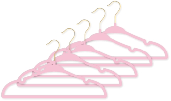 6-Pack Design Gold Hook Baby Hangers : Light Pink 