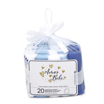 20 Pack Washcloth Set: Blue Dino