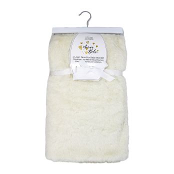 2 Layer Luxury Faux Fur Plush Blanket: Ivory