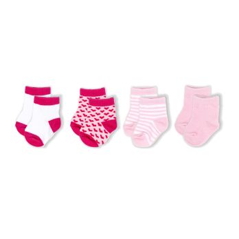 4 Pack Socks: Pink 