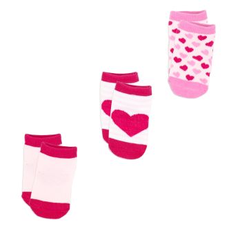 3 Pack Socks: Pink Heart