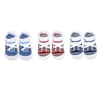 3 Pairs Crew Sock: Blue Sneakers