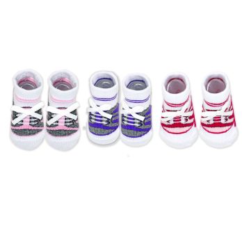 3 Pairs Crew Sock: Pink Sneakers