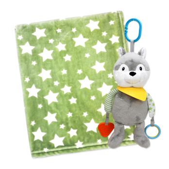 Plush Activity Toy & Blanket: Sage Wolf 