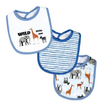 3 Piece Scoop Bib Set: Blue Wild Little One