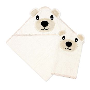 Tan Bear Hooded Towel with Washmitt