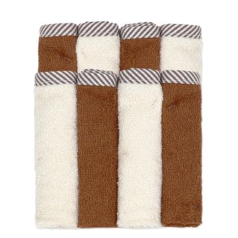 8 Pack Washcloth Set: Mocha/Ivory
