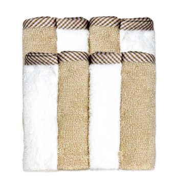 8 Pack Washcloth Set: Tan/Ivory 