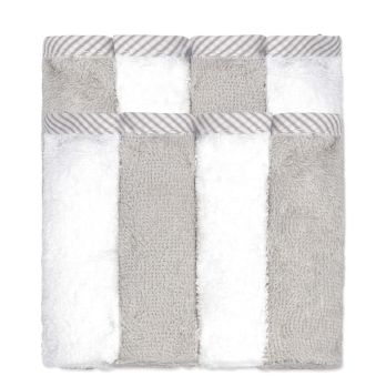 8 Pack Washcloth Set: Grey/Ivory