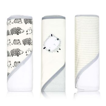 3 Pack Hooded Towel Set: Ivory Lamb 