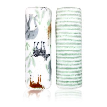 2 Pack Flannel Fleece Blanket: Sage Safari 