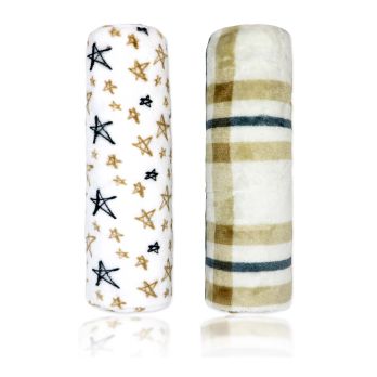 2 Pack Flannel Fleece Blanket: Tan Stars