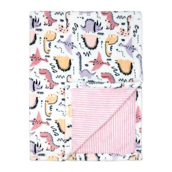 Reversible Printed Blanket: Pink Dino