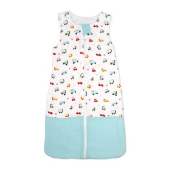 2 Layer Muslin Sleep Sac 0-6M: Blue Cars