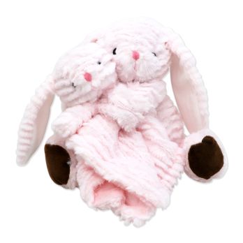 Ridged Plush Toy with Nunu: Pink Bunny