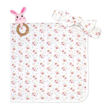 3pc Knit Swaddle Set: Peach Floral 