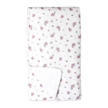 2 Layer Muslin/ Plush Blanket: Mauve Floral