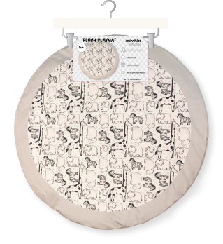Reversible Stuffed Playmat: Grey Zoo Friends