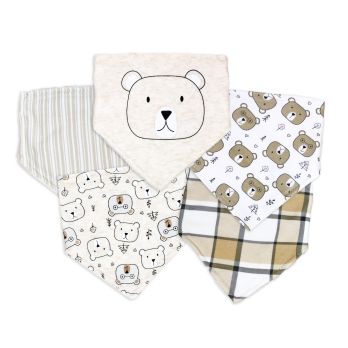 5 pc Bandana Bibs: Tan Bears