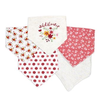 5 pc Bandana Bibs: Pink Wildflower