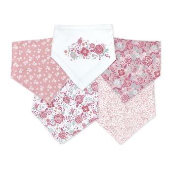 5 pc Bandana Bibs: Pink Bouquet