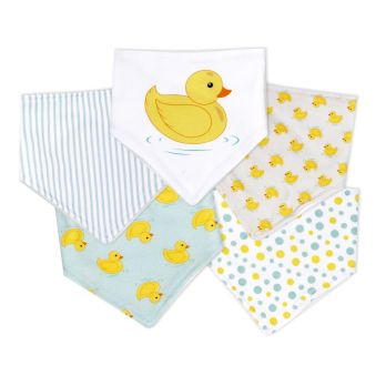 5 pc Bandana Bibs: Aqua Duckies