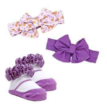 3pc Headband & Sock Set: Lilac Floral