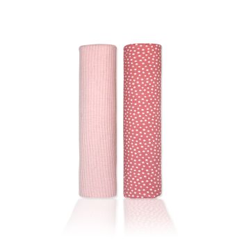 2-Pack Rib Knit Baby Wrap Swaddles: Pink Dot