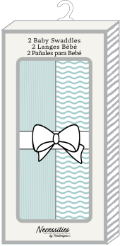 2-Pack Rib Knit Baby Wrap Swaddles: Aqua Waves