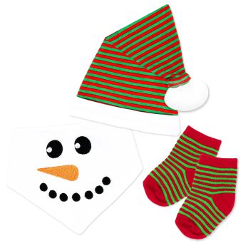 3 Piece Accessory Set: Green Snowman