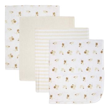 4 Pack Flannel Receiving Blankets: Tan Folliage 