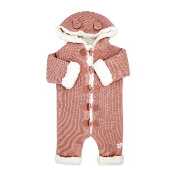 True Knit Pramsuit With Sherpa Lining: Pink