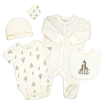 Neutral 5 Piece Velour Set: Cream Giraffe 