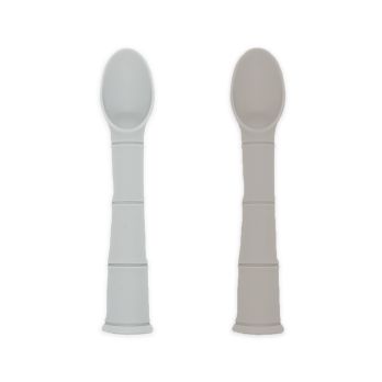 SILIPOP Silicone  Spoons 2-Pack:Dark Grey + Sand