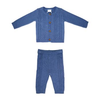 Knit Cardigan and Trouser: Denim Blue