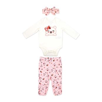 Girl's 3pc Footed Set: Cute Bear