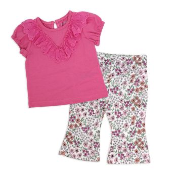 Girls NB 2 Piece Legging Set: Pink Floral 