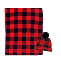 Red Buffalo Hat with Blanket Set