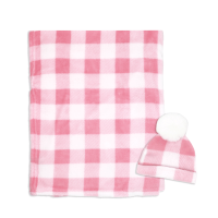 Pink Buffalo Hat with Blanket Set