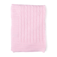 Cable Knit Blanket: Pink