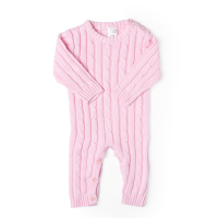 Cable Knit Romper: Pink