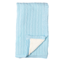 Cable Knit Sherpa Blanket: Blue