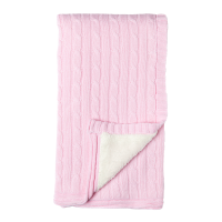 Cable Knit Sherpa Blanket: Pink