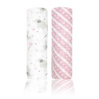 2 Pack Muslin Swaddle Blankets: Pink Elephant & Balloons