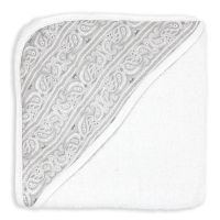 Paisley Muslin Lined Hooded Towel: Grey
