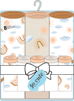 8pc Bath Set - 3 Hooded Towels w/ 5 Washcloths: Peach Rainbows