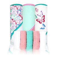 8pc Bath Set - 5 Hooded Towels w/ 3 Washcloths: Butterflies