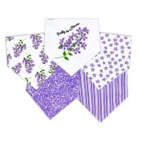 5 pc Bandana Bibs: Pretty as a Flower Lilacs