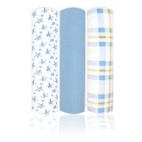 3-Pack Knit Baby Wrap Swaddles: Blue Plaid