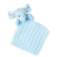 Elephant Knit Security Blanket: Blue